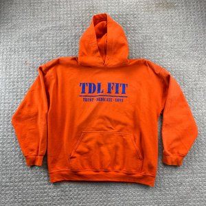 Gildan Heavy Sweater Men XL Orange Hoodie Sweatshirt TDL Trust Dedicate Love